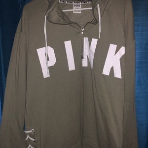 PINK army green half zip